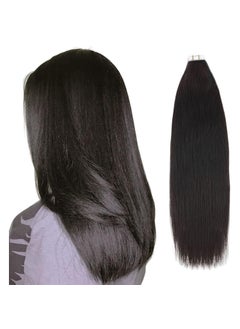 ABH AMAZINGBEAUTY HAIR ABH AMAZINGBEAUTY HAIR Tape in Yaki Hair Extensions Human Hair Black Women Semipermanent Tape Attached Invisible 100 Remy Yaki Human Hair Natural Black 50 Gram 20pcs 18 Inch 