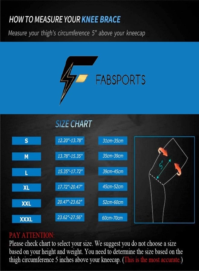 FABSPORTS دعامة ضغط للركبة من فابسبورتس، مناسبة للجري وركوب الدراجات والركض والتمارين الرياضية وتخفيف الألم للرجال والنساء (عبوة من قطعتين للساقين / زوج واحد) - Image 2