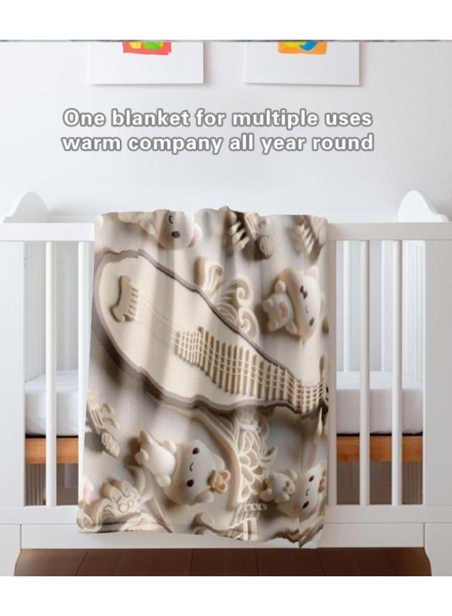 عام بطانية رقيقة من الفانيلا الكرتونية للأطفال والرضع (دافئة ومريحة، ومناسبة للنوم والألعاب) 70 سم * 100 سم - Image 1