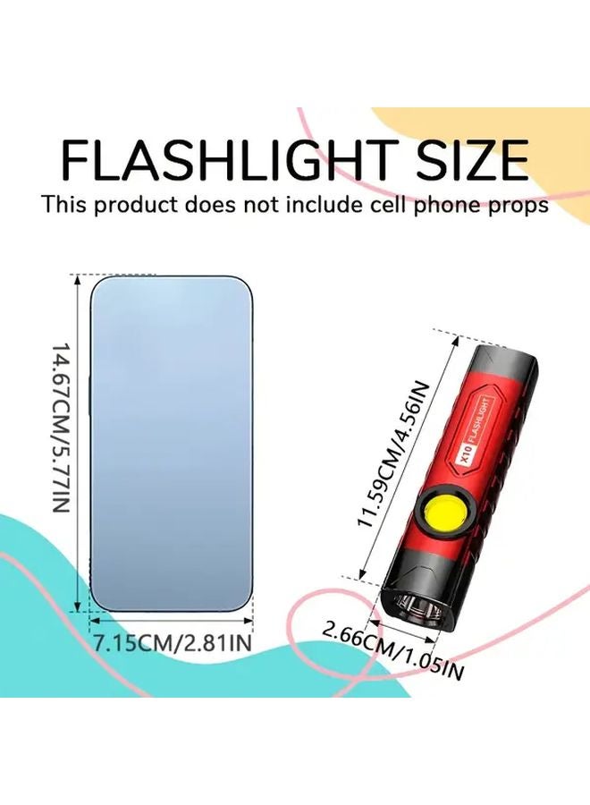 LED USB Rechargeable Flashlight COB Side Light for Reading Handsfree Tactical Torch - Image 4