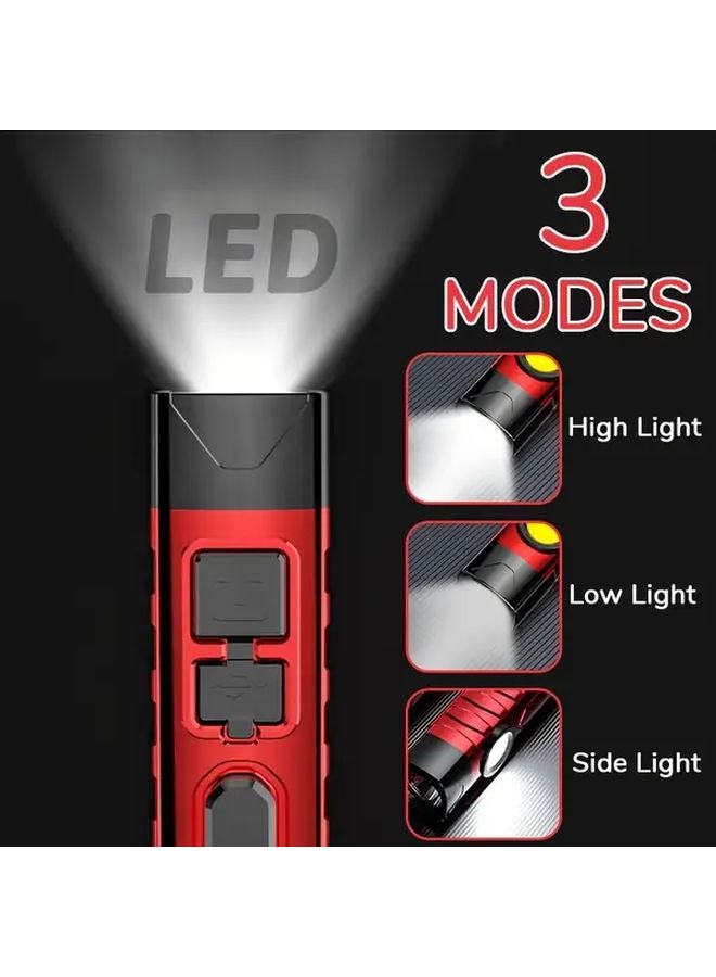 LED USB Rechargeable Flashlight COB Side Light for Reading Handsfree Tactical Torch - Image 5