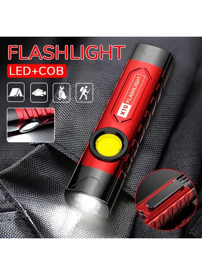 LED USB Rechargeable Flashlight COB Side Light for Reading Handsfree Tactical Torch - Image 2
