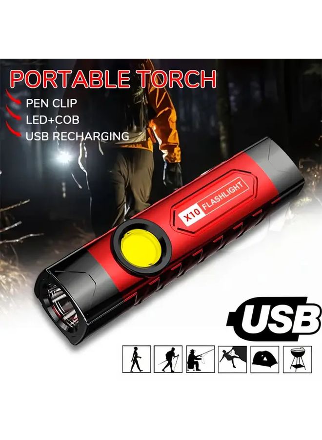 LED USB Rechargeable Flashlight COB Side Light for Reading Handsfree Tactical Torch - Image 3