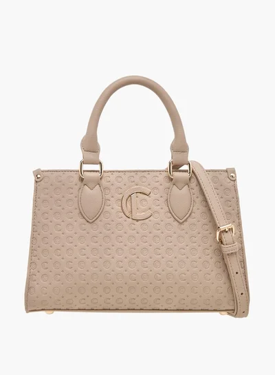 Le Confort Monogram Embossed Tote Bag with Handles and Adjustable Straps