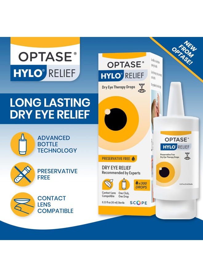 Optase OPTASE HYLO Relief Dry Eye Drops - Fast-Acting Preservative Free Drops with Patented HYLO Delivery System - Artificial Tears for Mild to Moderate Dry Eye Relief - .33 Oz, 300 Doses  - Image 2