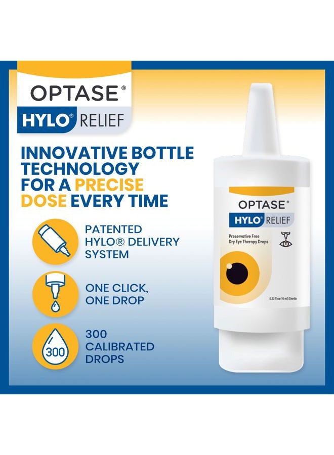 Optase OPTASE HYLO Relief Dry Eye Drops - Fast-Acting Preservative Free Drops with Patented HYLO Delivery System - Artificial Tears for Mild to Moderate Dry Eye Relief - .33 Oz, 300 Doses  - Image 5