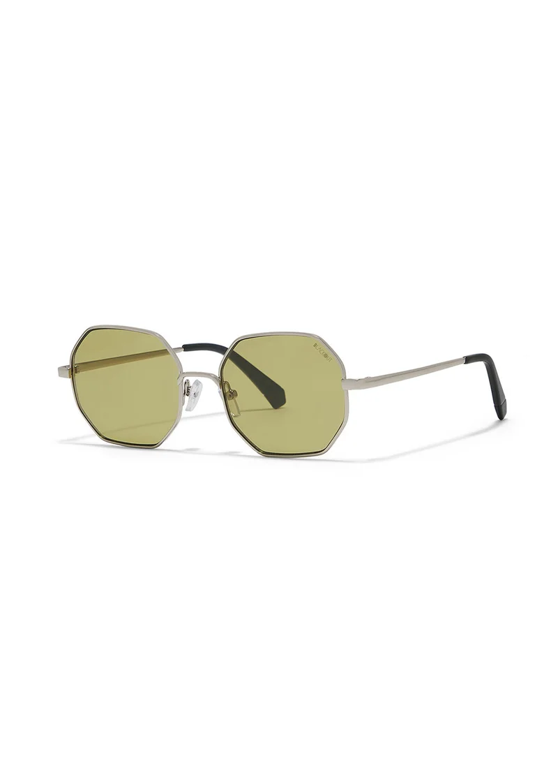 Blackout Famous,Unisex Sunglasses, Hexagon Sunglasses, UV Protection: UV400 (Silver,Green)