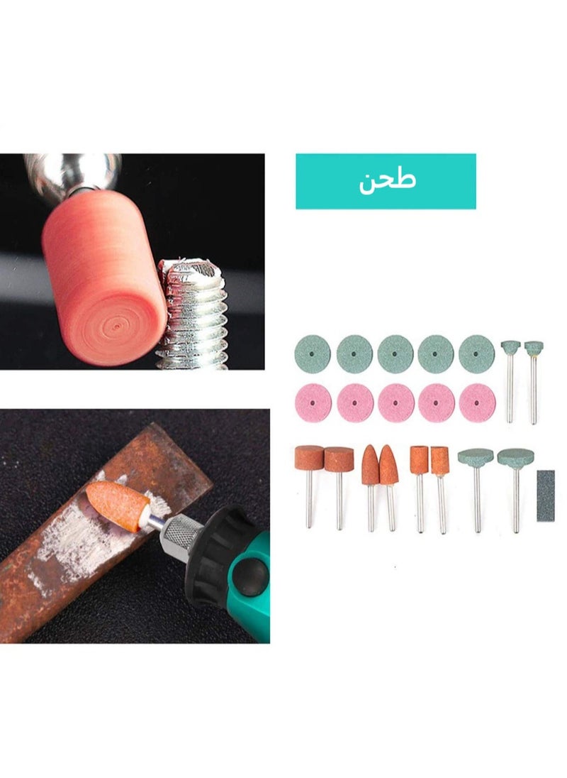 جيرزون - طقم أدوات دوارة مع ظرف بدون مفتاح وعمود مرن - 211 قطعة إكسسوارات، سرعة متغيرة، طقم مثقاب كهربائي للطحن والنقش والمشروعات الحرفية والإبداعات اليدوية (أزرق) - Image 1