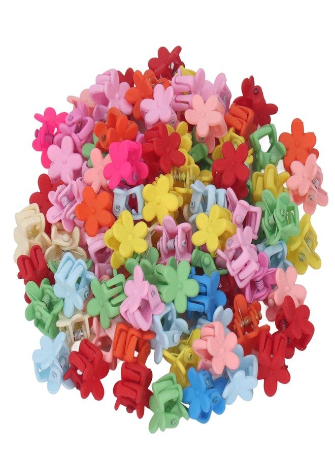 Luatoxry 100Pcs Small Flower Hair Clips, Colorful Mini Flower Clips, Plastic Tiny Hair Clips, Multipurpose Cute Small Hair Claw for Hairstyle Decoration, Organization, 0.4x0.3in - Image 1