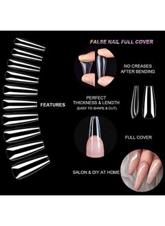 brunson Professional French Nail Tips 480pcs Ballerina Coffin Nail Tip Premium Strong flexible False nail tips easier better-fit Press On Nails for French Manicure Acrylic Gel Nail Extensions for Nail Art  - Image 3