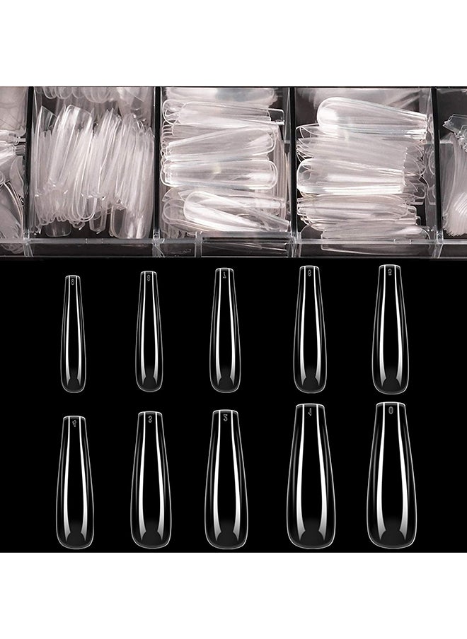 brunson Professional French Nail Tips 480pcs Ballerina Coffin Nail Tip Premium Strong flexible False nail tips easier better-fit Press On Nails for French Manicure Acrylic Gel Nail Extensions for Nail Art  - Image 2