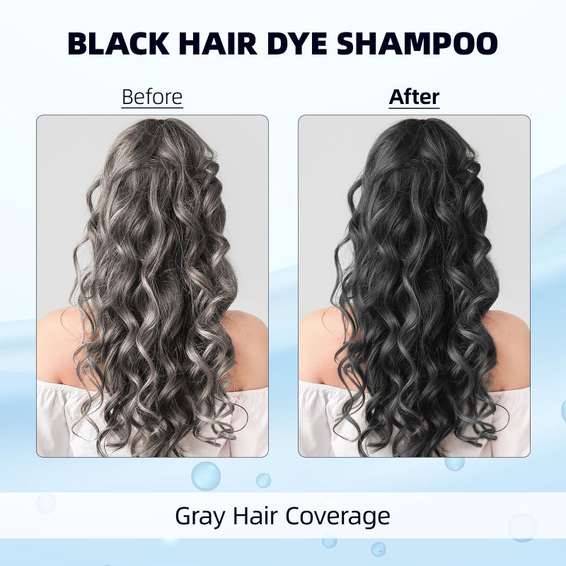 Ivnil Black Hair Dye Shampoo 3 in 1 Semi Permanent Hair Color Shampoo for Women & Men for Gray Hair Coverage, Natural Herbal Ingredients shampoo para pintar el cabello - Image 2