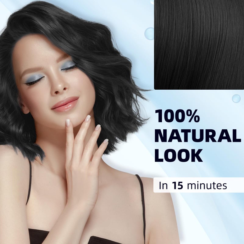 Ivnil Black Hair Dye Shampoo 3 in 1 Semi Permanent Hair Color Shampoo for Women & Men for Gray Hair Coverage, Natural Herbal Ingredients shampoo para pintar el cabello - Image 3