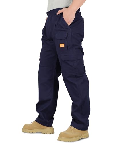Titicaca Men's FR Cargo Pants Flame Resistant Pants Lightweight 7.5oz 100% Cotton Navy Fire Retardant Elastic Waist Pants - Image 2