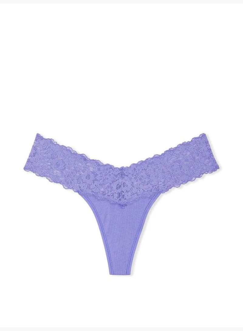 Victoria's Secret Lace-Waist Cotton Thong Panty