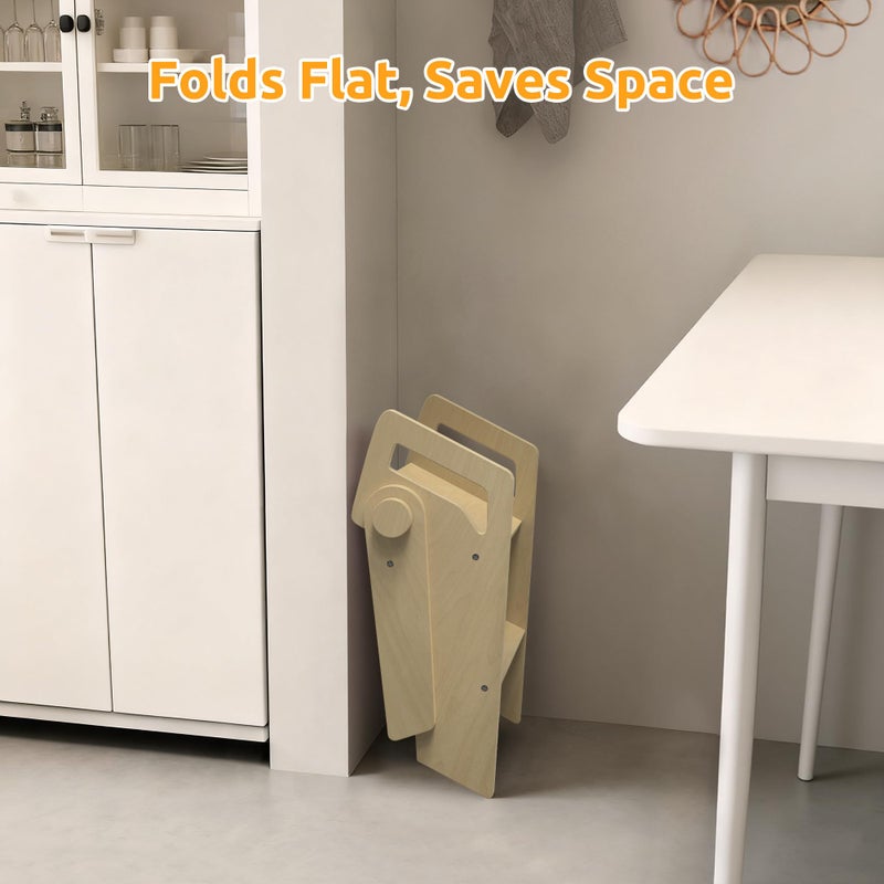 LOHASOK Wooden 2 Step Stool for Kids Bathroom Foldable 2-Step for Toilet Potty Training, Child Stepping Stool for Kitchen Nursery Bedroom - Image 5