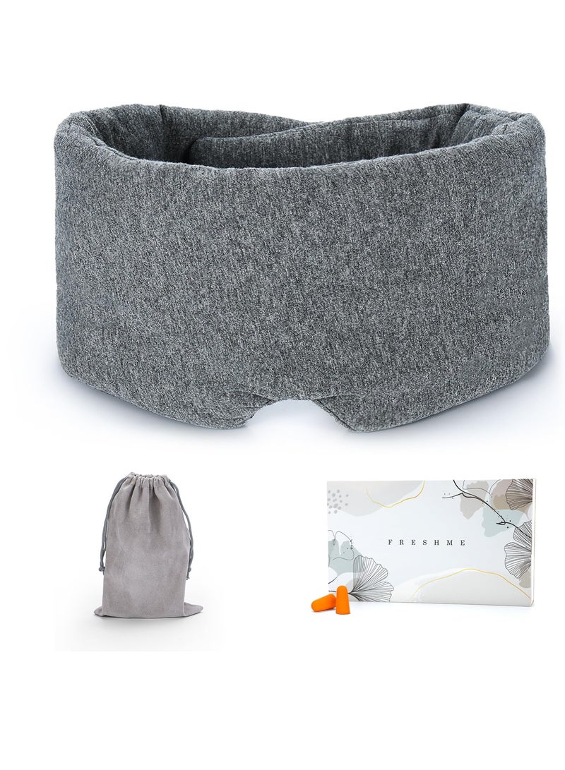 فريشمي قناع نوم قطني مصنوع يدويًا بنسبة 100% - قناع عيون مريح ومسامي للنوم وقابل للتعديل لطائرة عصابة العينين مع حقيبة سفر - أفضل ظلال عيون رفيقة ليلية للنساء والرجال والأطفال - Image 2