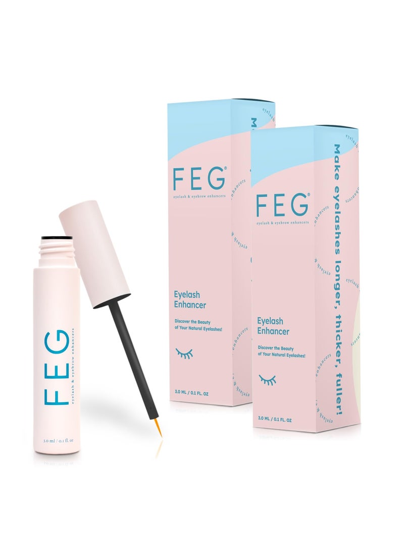 FEG - FEG Eyelash Enhancer Rapid Eyelash Growth Serum with Natural Ingredients | Lash Serum for Growing Naturally Thick, Full, and Long Eyelashes | Stimulates Natural Eyelash Growth | 2-Pack of 3ml Tubes - Image 1