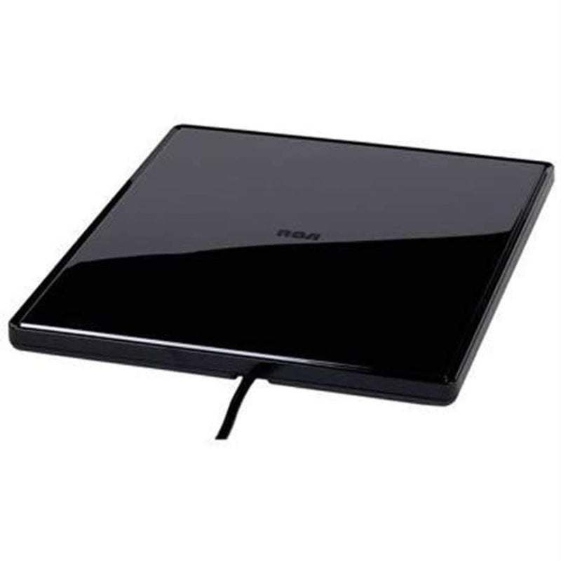 RCA Amplified Indoor Flat HDTV Antenna â€“ Multi-Directional VHF and UHF Reception, 4K/8K, 1080P, 40 Mile Range â€“ ANT1360E