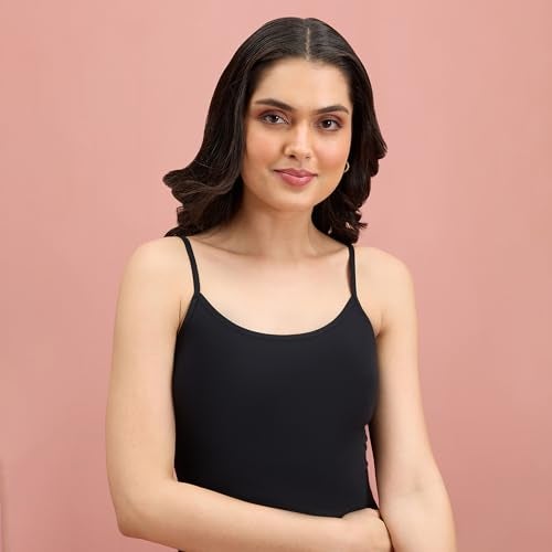 NYKD by Nykaa Women's Camisole | Slip-on, Regular Fit Comfort, Knit Cotton, Solid Elegance- NYC007,Black,M - Image 3
