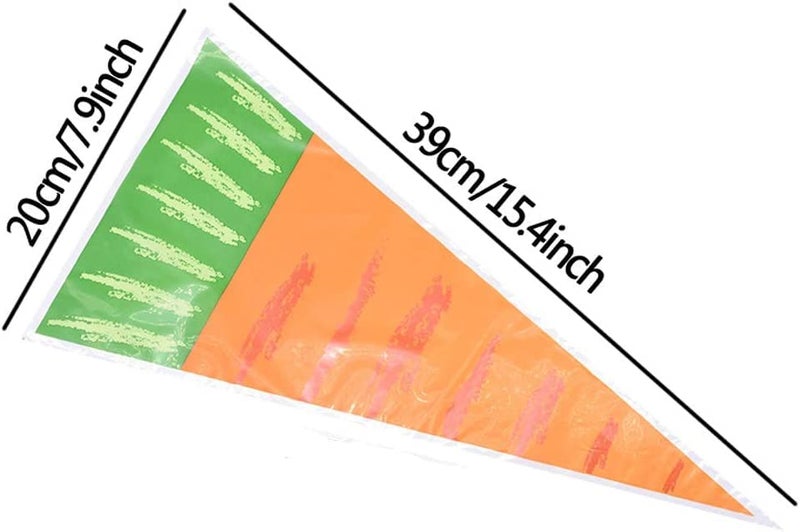 YASUOA Carrot Shaped Treat Bags for Kids Cookies Candy Christmas Chocolates Easter Transparent Cone Cello Top Bag 7.9 * 15.4'' Plastic Triangle Party Bean Popcorn Goodies Bags 100 Pieces - Image 2