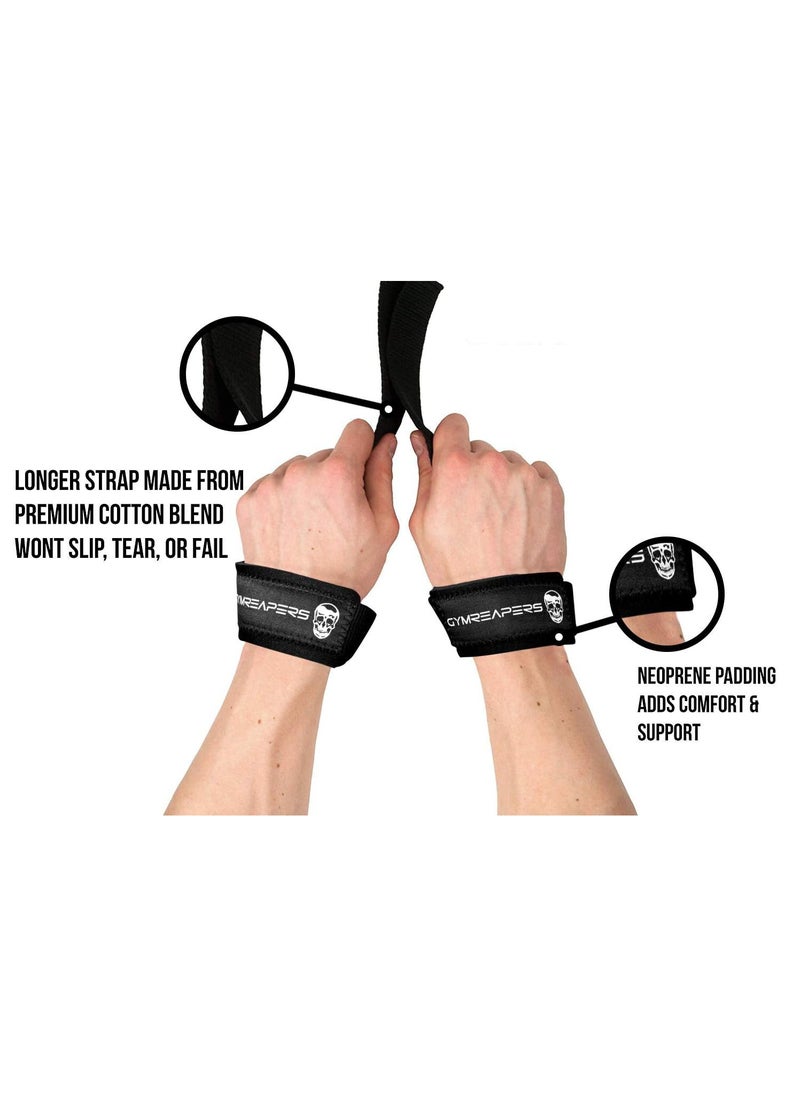 Lifting Wrist Straps for Weightlifting, Bodybuilding, Powerlifting, Strength Training, & Deadlifts - Padded Neoprene with 20 inch Cotton