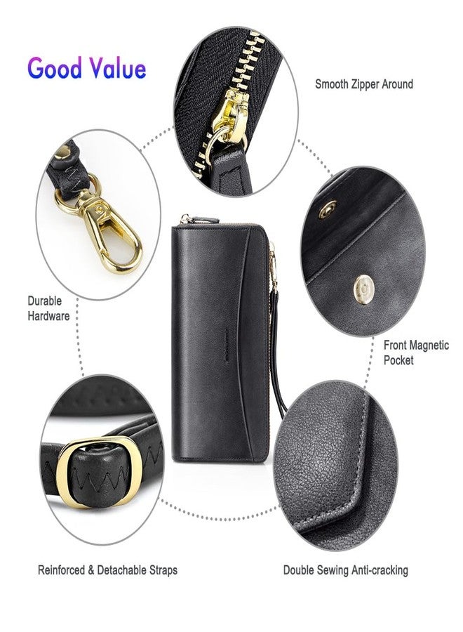 nuoku Womens RFID Wallet Purse Wristlet Crossbody Clutch with Zip Around 2 Strap, Starlight - Image 5