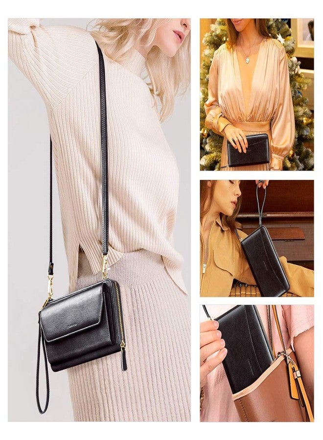 nuoku Womens RFID Wallet Purse Wristlet Crossbody Clutch with Zip Around 2 Strap, Starlight - Image 2