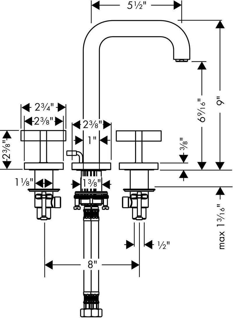 AXOR Citterio Modern Minimalist Hand Polished 2Handle 3 9inch Tall Bathroom Sink Faucet in Chrome 39133001 - Image 5