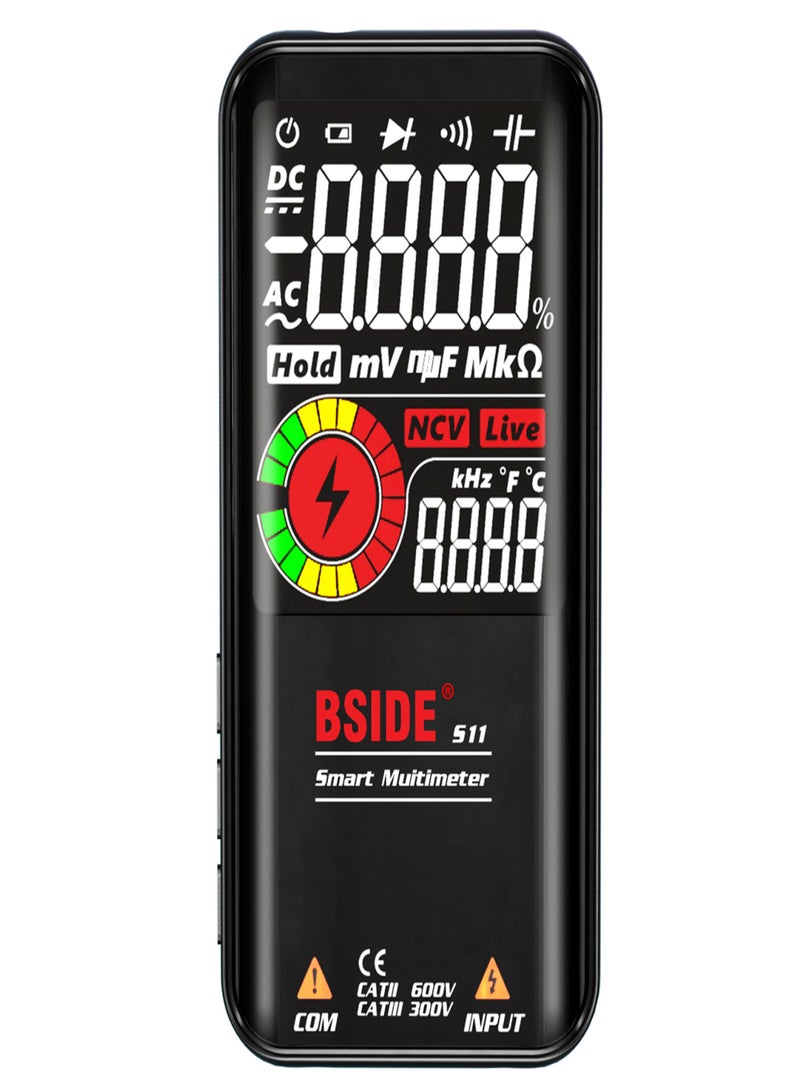 بي سايد BSIDE S11 جهاز متعدد القياسات ذكي مزود بشاشة LCD رقمية 9999، قابل لإعادة الشحن، جهاز قياس الجهد الكهربائي المتردد/المستمر، جهاز قياس المقاومة، السعة، التردد، الصمام الثنائي، الاستمرارية، NCV، خط مباشر مع فلاش - Image 1