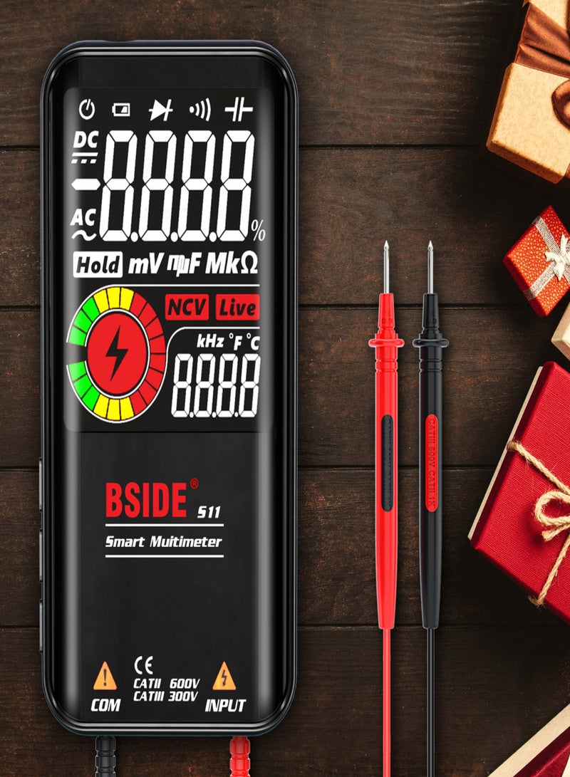 بي سايد BSIDE S11 جهاز متعدد القياسات ذكي مزود بشاشة LCD رقمية 9999، قابل لإعادة الشحن، جهاز قياس الجهد الكهربائي المتردد/المستمر، جهاز قياس المقاومة، السعة، التردد، الصمام الثنائي، الاستمرارية، NCV، خط مباشر مع فلاش - Image 5
