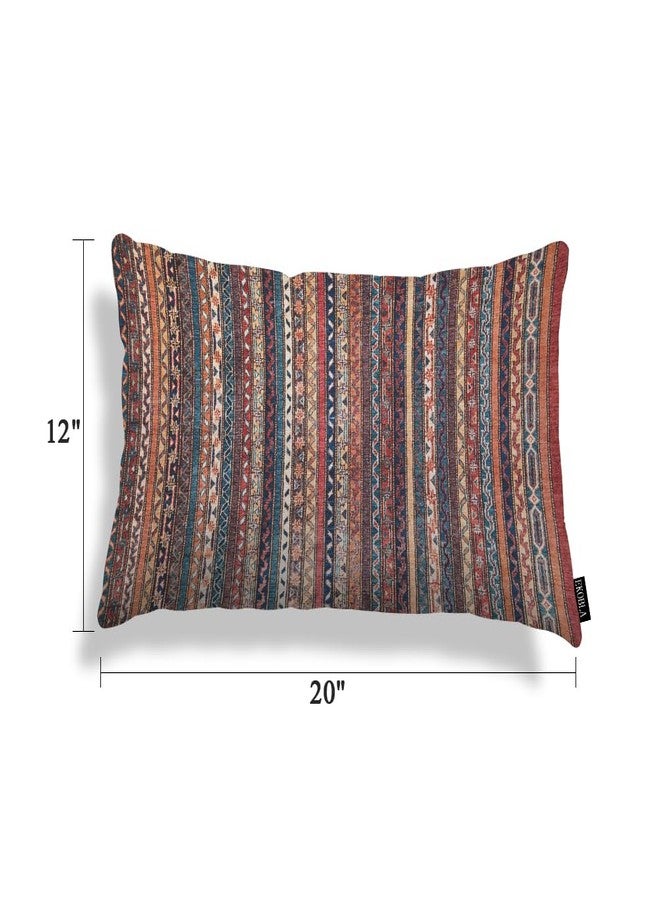 EKOBLA Turkish Carpet Rectangle Pillow Cases Vintage Persian Oriental Waist Lumber Cotton Linen Cushion Cover Oblong Rectangle Pillowcase for Men Women Home Decoration Bedroom 12x20 Inches - Image 5