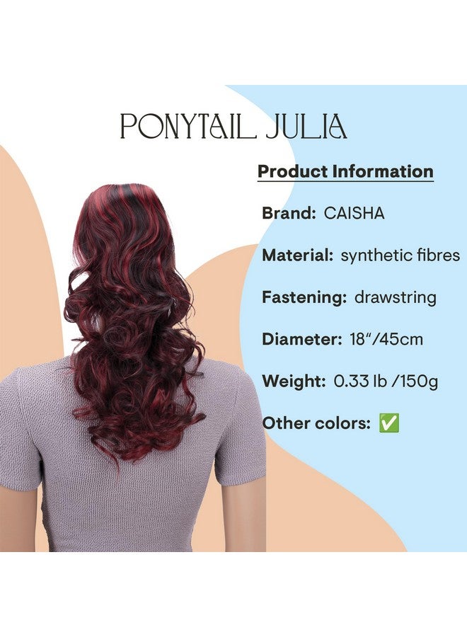 CAISHA 18 Hairpiece Ponytail Extensions Voluminous Wavy Black Red Mix Ph38 - Image 2