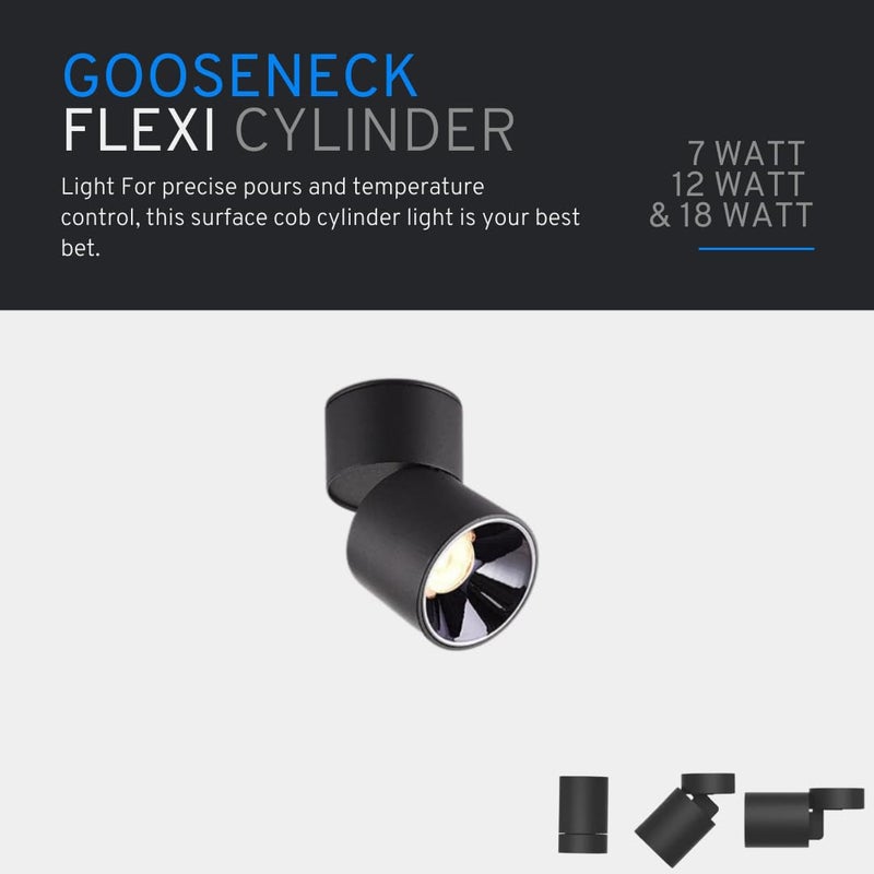 TENET Flexi Surface Mounted LED Light Cylindrical COB Spotlight Ceiling Downlight for Office Showroom Shop Home Living Room Antique 4000K Natural White Flexi Surface 12W 1 Pack of 1 - Image 4