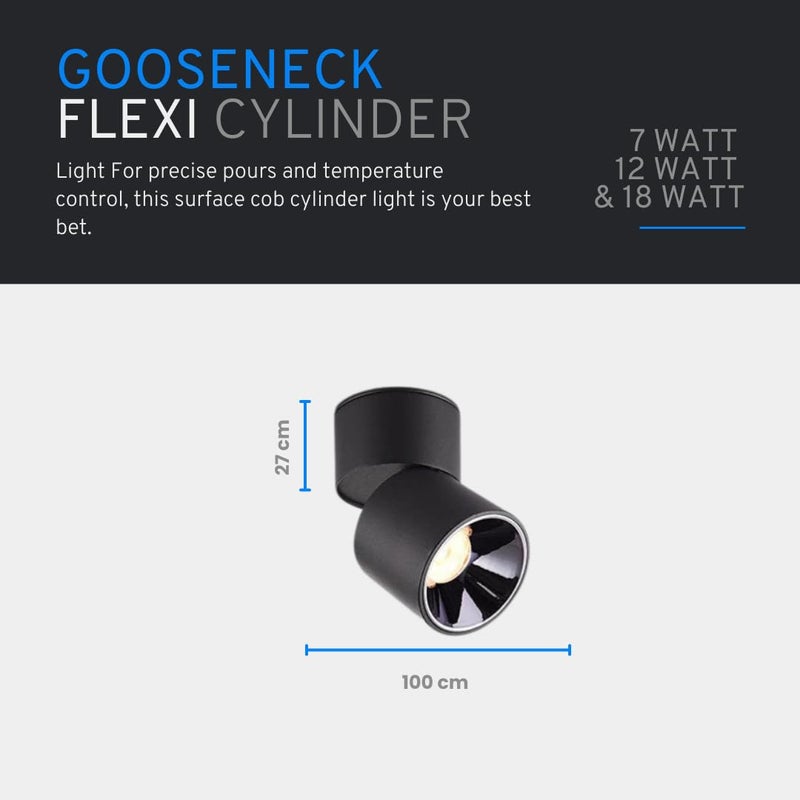 TENET Flexi Surface Mounted LED Light Cylindrical COB Spotlight Ceiling Downlight for Office Showroom Shop Home Living Room Antique 4000K Natural White Flexi Surface 12W 1 Pack of 1 - Image 5