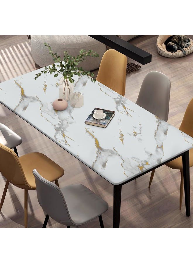 practicalws Glossy Marble Wallpaper Peel and Stick White/Gold Granite Contact Paper Removable Wall Paper for Kitchen Countertop Cabinet Furniture 17.7" x 196.8" - Image 5