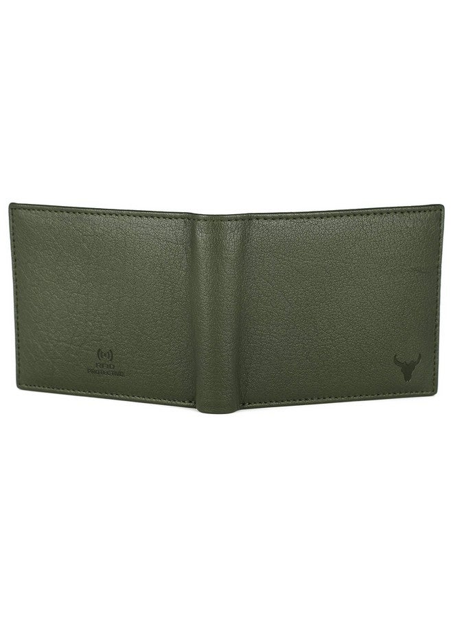 Napa Hide Green Leather Wallet For Men I Handcrafted I 4 Credit/Debit Card Slots I 2 Currency Compartments I 1 Transparent Id Window - Image 5