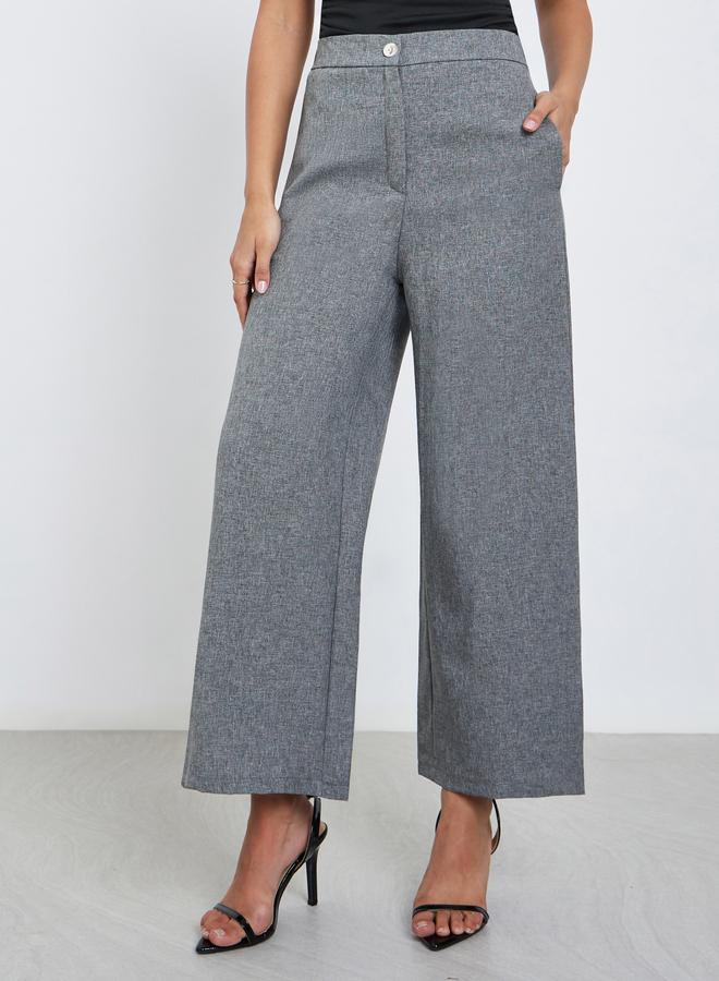 Styli Grey High Rise Wide Leg Trousers - Image 2