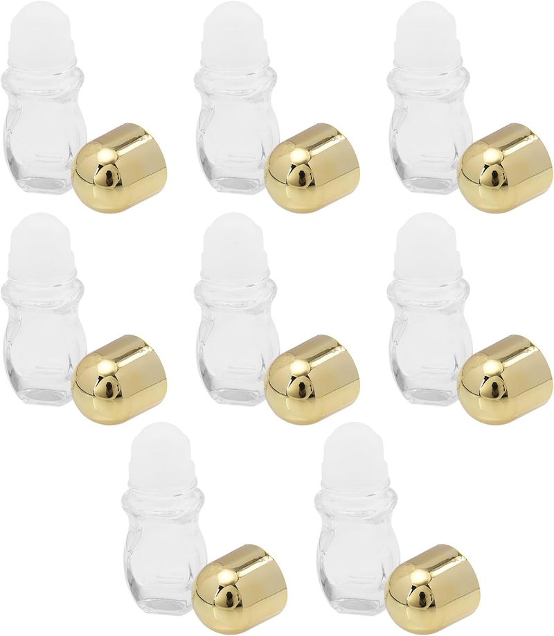 8pcs 30ml Roller Ball Bottles Reusable Essential Oil Roll-on Containers with Gold Caps for Massage and Travel Storage - Image 1