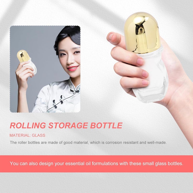 8pcs 30ml Roller Ball Bottles Reusable Essential Oil Roll-on Containers with Gold Caps for Massage and Travel Storage - Image 4