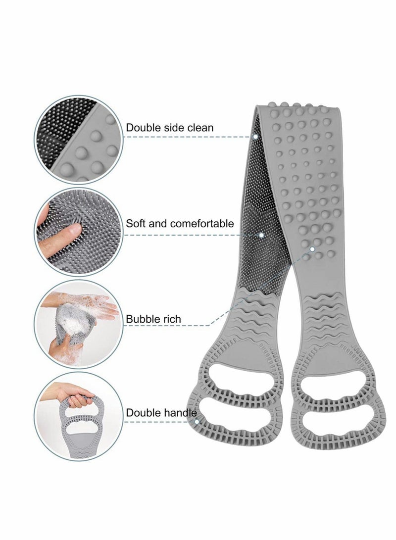 Silicone Back Scrubber for Shower, Exfoliating Strong Rub Mud Gel Bath Towel, 41.5 Inches Long, Deep Clean  Invigorate Skin, Suitable Men and Women (Gray) - Image 2