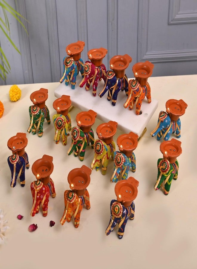 Pride Store Elephant Water Sensor Light Diya, Multicolour Elephant Candle Holders for Home Decor, Diwali, Birthday, Christmas (Water Sensor Diya Light Pack of 15) - Image 1