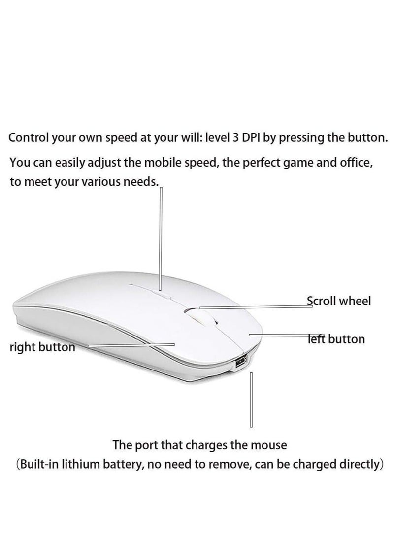 Wireless, Bluetooth Silent Mouse Rechargeable - 3 Adjustable DPI  - Portable Small Size - Image 5
