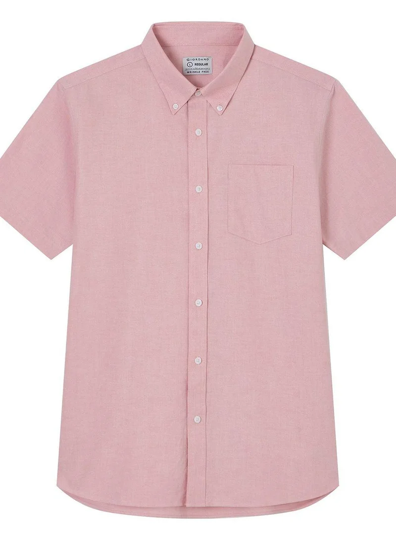 Giordano  Men’s Regular Fit Wrinkle‑Free Short Sleeve Oxford Shirt for Men | Best Price UAE
