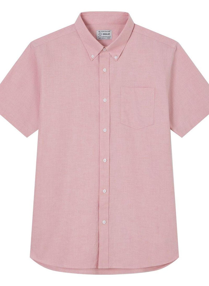 GIORDANO Men’s Regular Fit Wrinkle‑Free Short Sleeve Oxford Shirt - Image 3