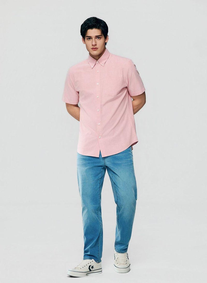GIORDANO Men’s Regular Fit Wrinkle‑Free Short Sleeve Oxford Shirt - Image 2