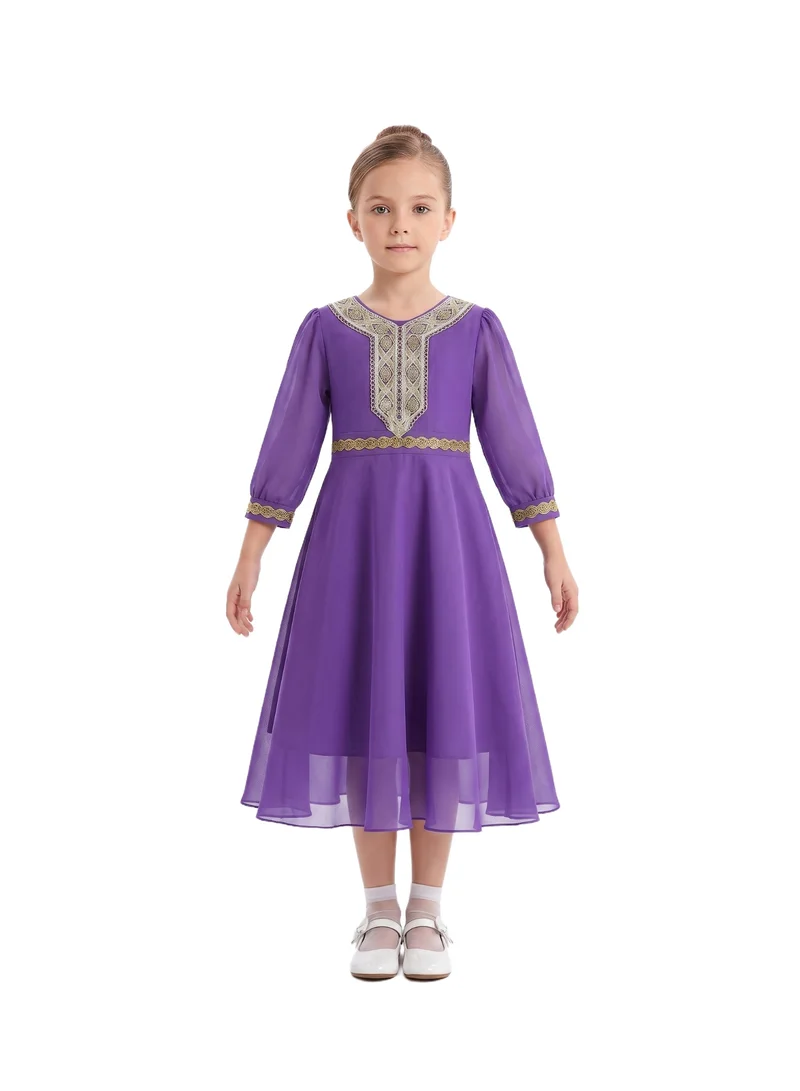 دىدانيالا Purple Amira Gold-Embroidered Jalabiya