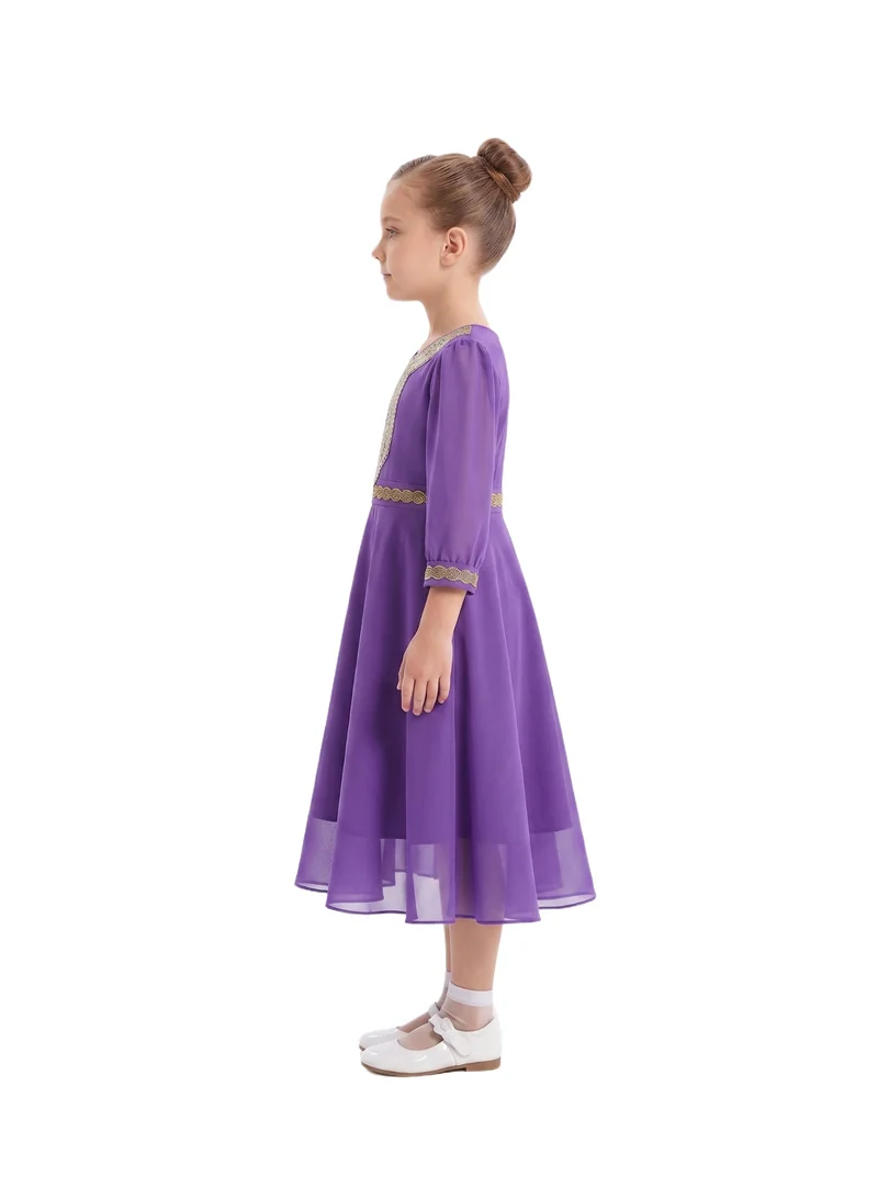 دىدانيالا Purple Amira Gold-Embroidered Jalabiya