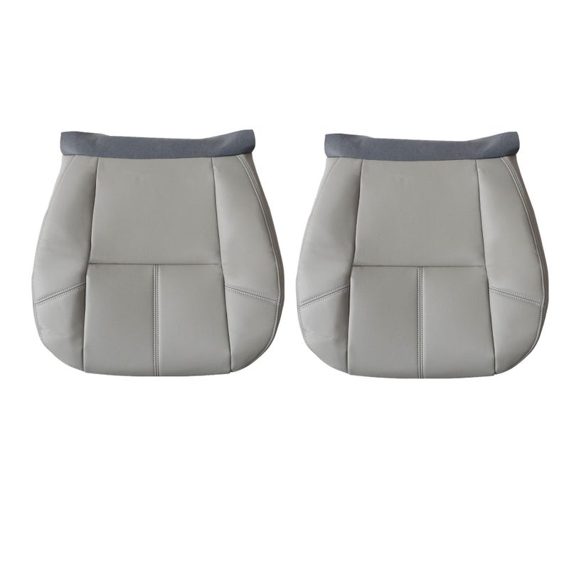 AOUTTUOA Driver and Passenger Bottom Leather Seat Covers Gray Compatible with Chevy Tahoe Suburban Avalanche Silverado GMC Yukon Sierra 2007 2008 2009 2010 2012 2013 2014