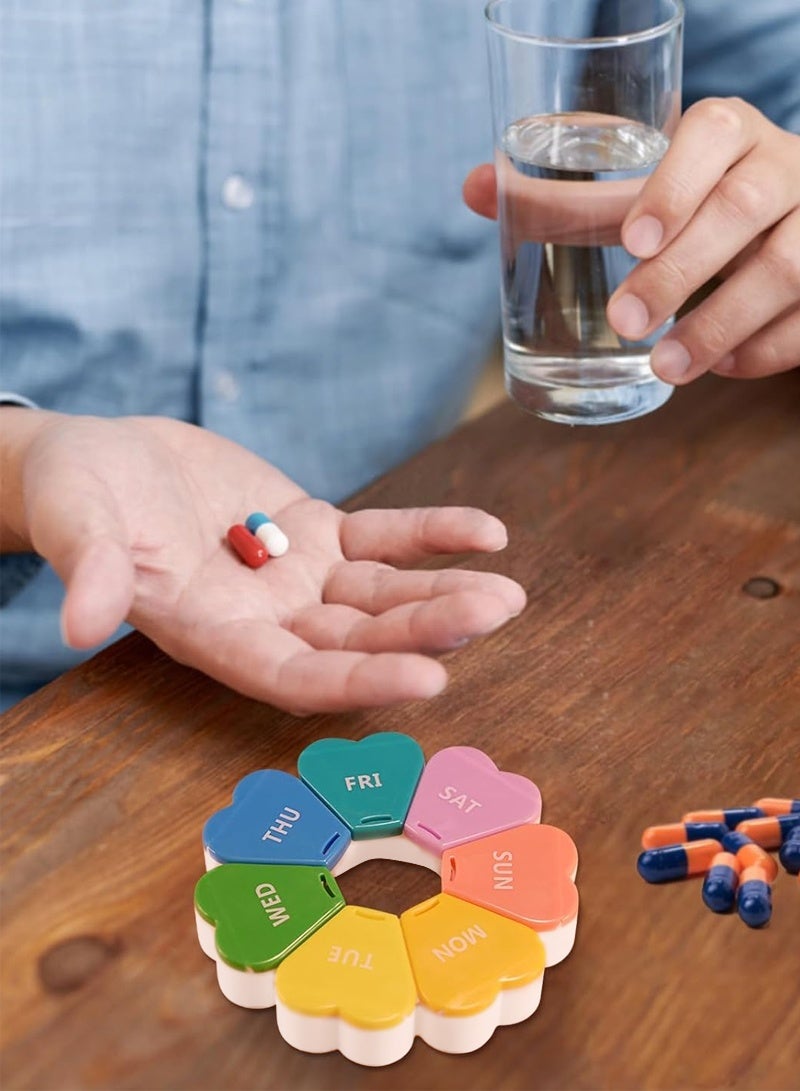 lebonaer Weekly Pill Organizer, Cute Pill Box Organizer 7 Day, Portable Pill Organizer, Heart Shaped Pill Case 1 time a Day, Medicine Supplement Vitamins & Cod Liver Oil Tablet Organizer - Image 3